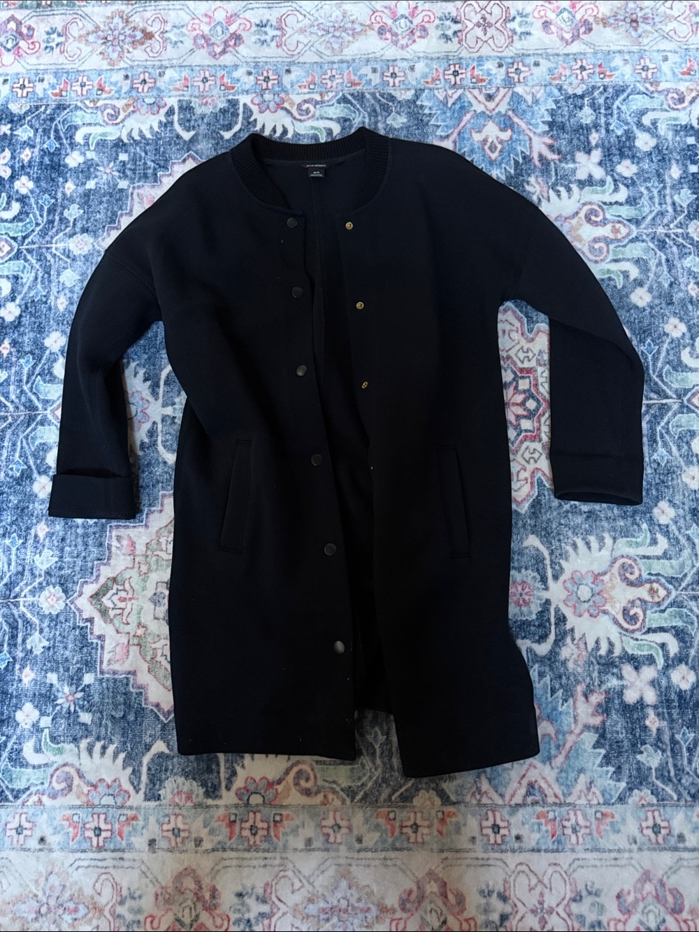 Club Monaco Navy Long Button Front Coat